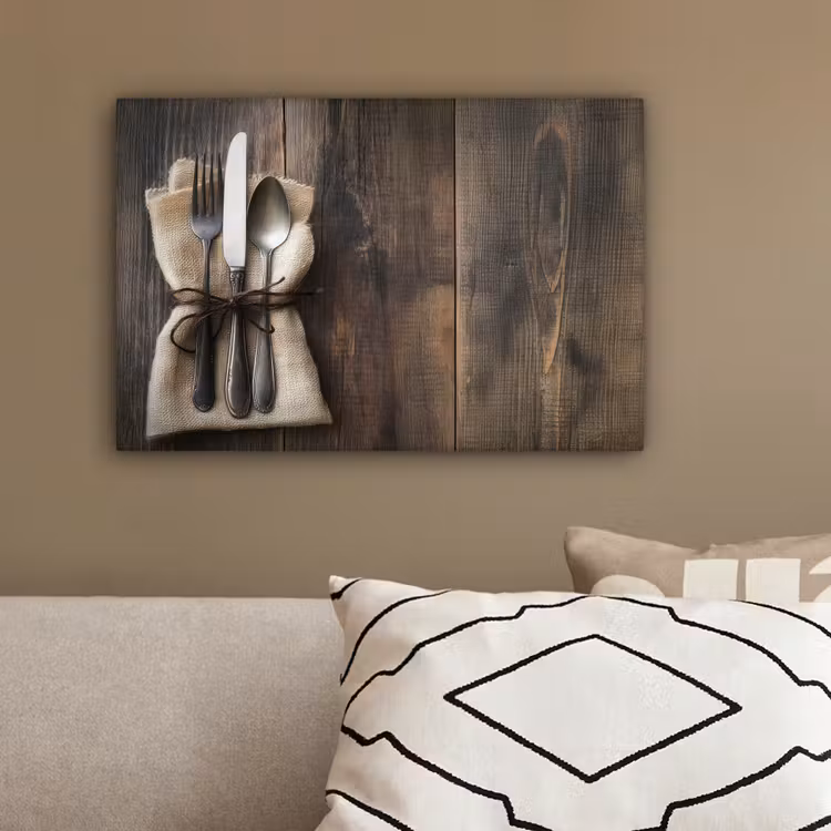 Canvas schilderij - Bestek - Strikje - Zilver — 3