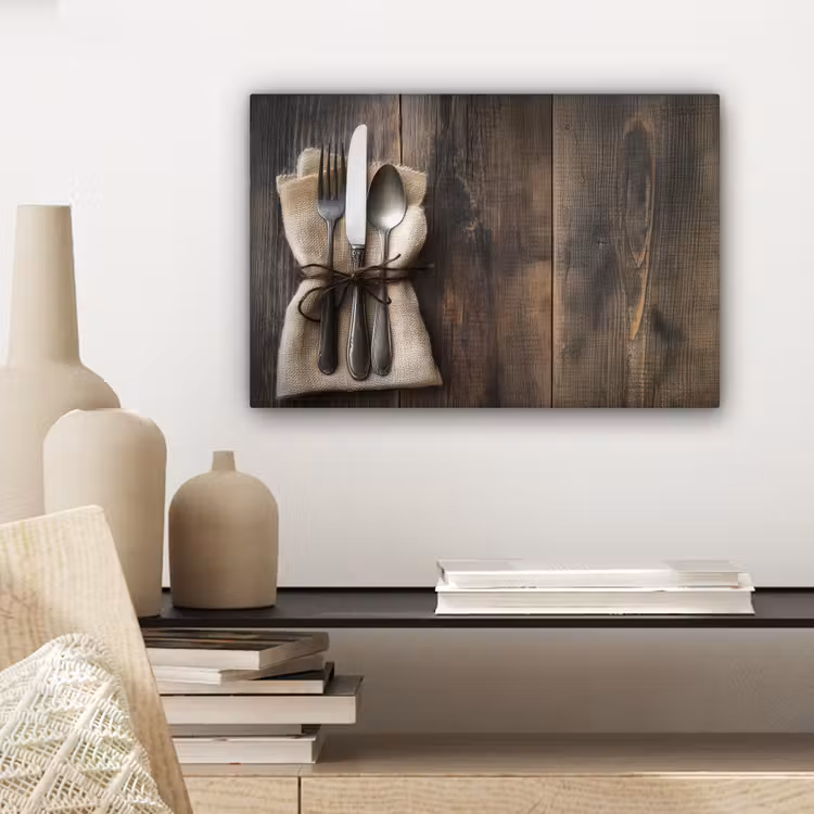 Canvas schilderij - Bestek - Strikje - Zilver — 5