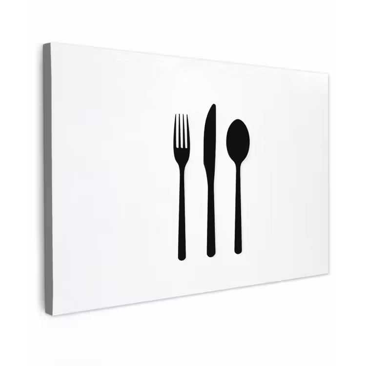 Canvas schilderij - Bestek - Zwart - Simpel — 1