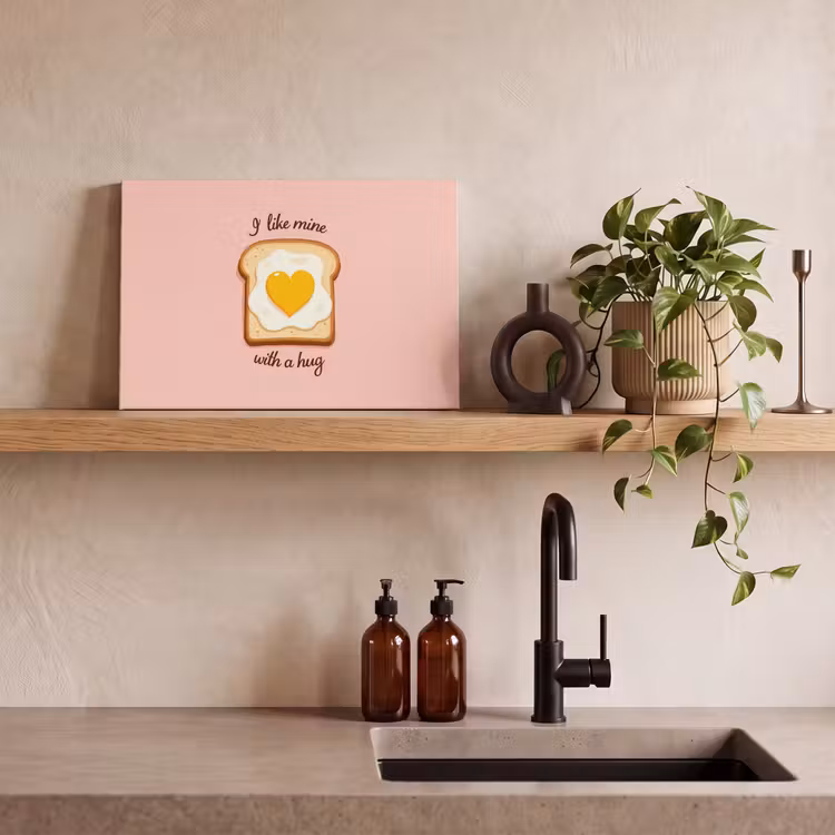 Canvas schilderij - Brood - Illustratie - Quote - Roze — 3