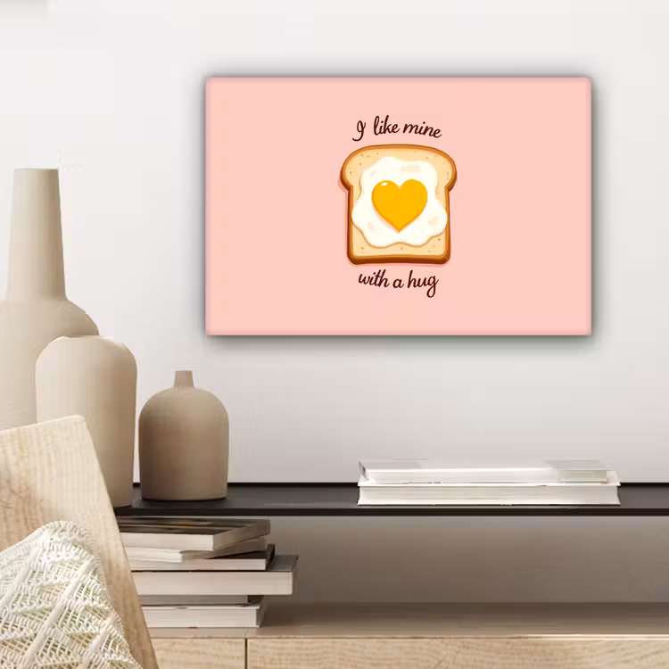 Canvas schilderij - Brood - Illustratie - Quote - Roze — 5
