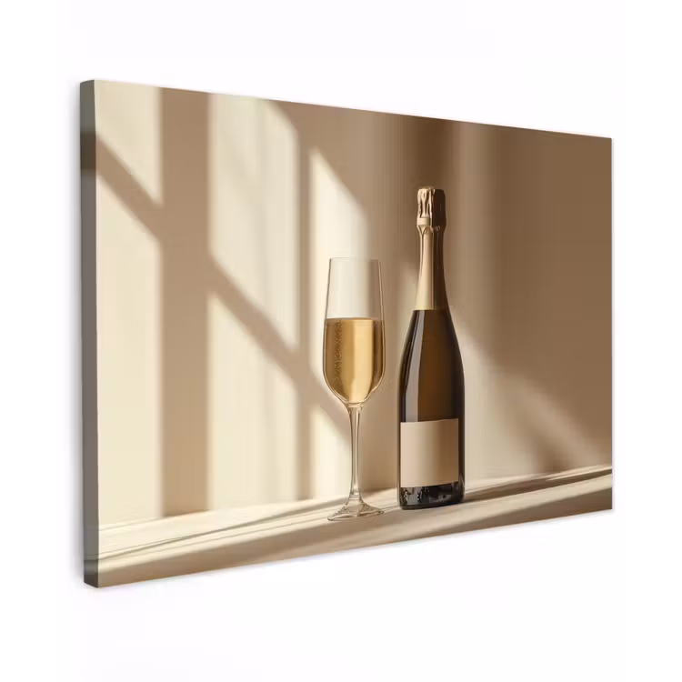 Canvas schilderij - Champagne - Beige - Schaduw - Bubbels — 1