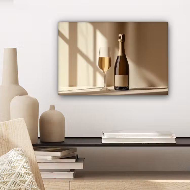 Canvas schilderij - Champagne - Beige - Schaduw - Bubbels — 5