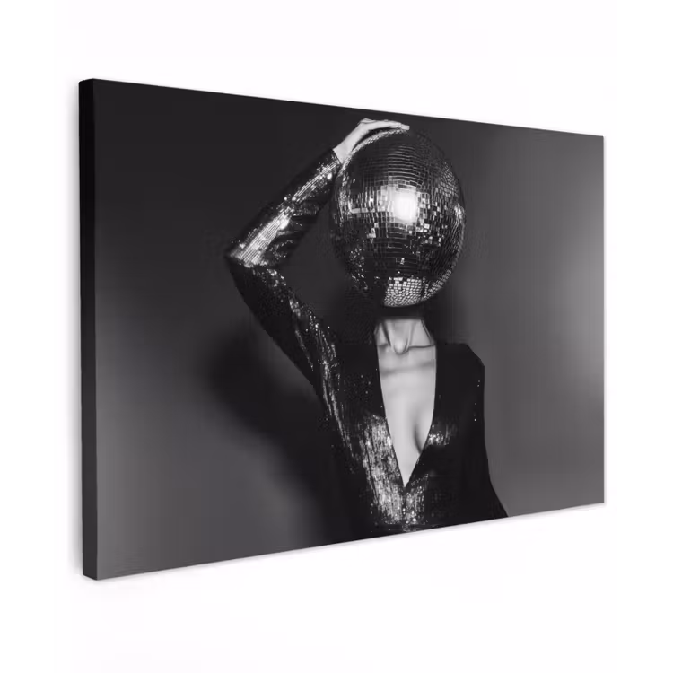 Canvas schilderij - Discobal - Gezicht - Glamour - Zwart — 1
