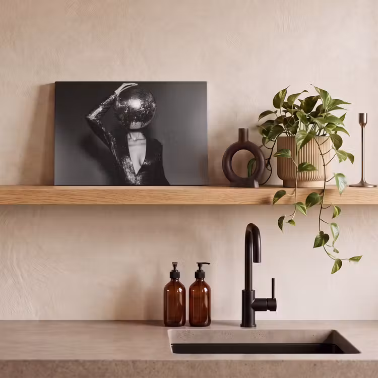 Canvas schilderij - Discobal - Gezicht - Glamour - Zwart — 3