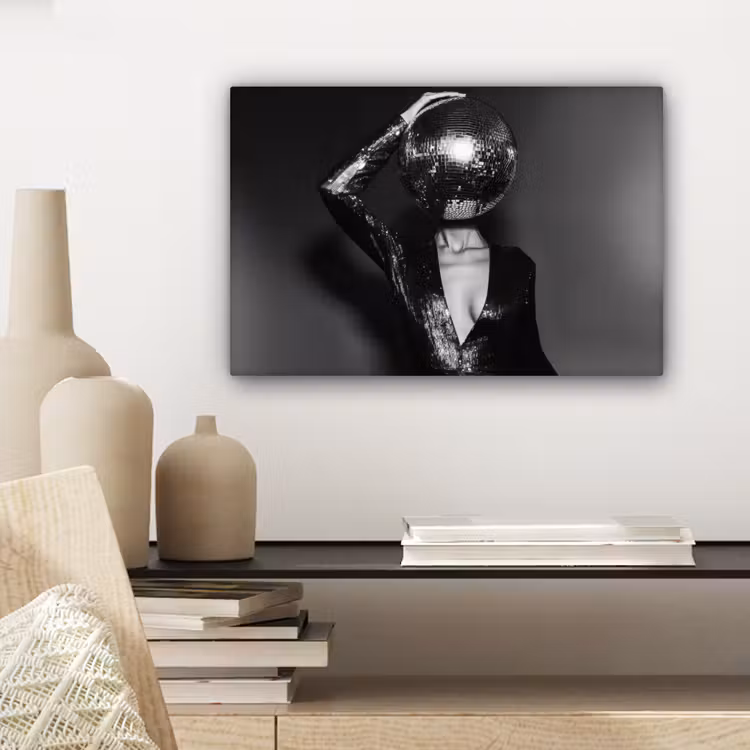 Canvas schilderij - Discobal - Gezicht - Glamour - Zwart — 5
