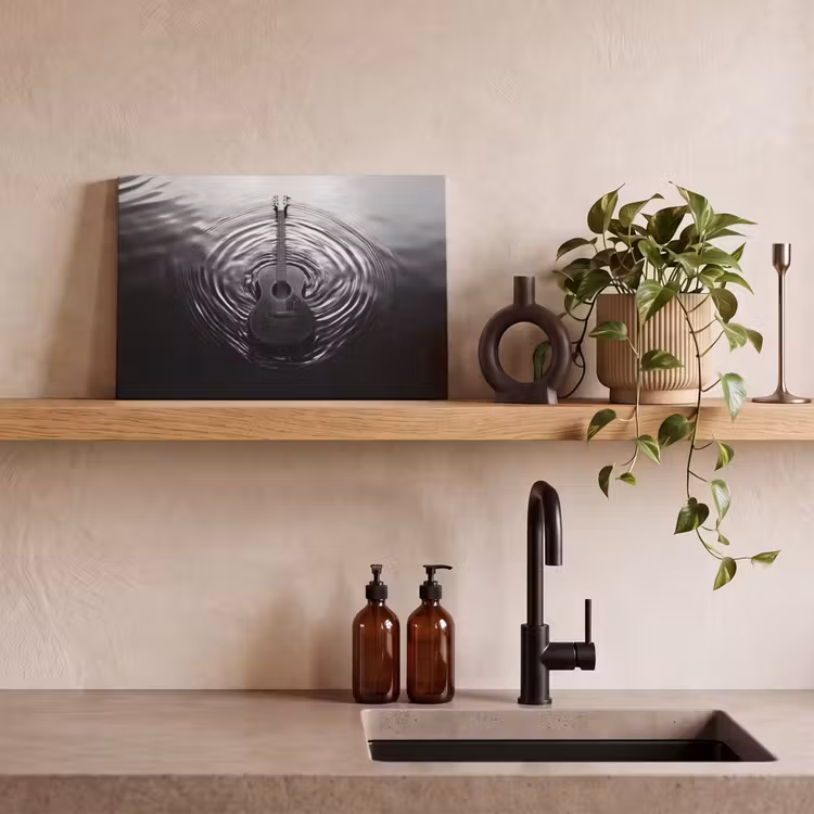 Canvas schilderij - Gitaar - Hout - Water — 3