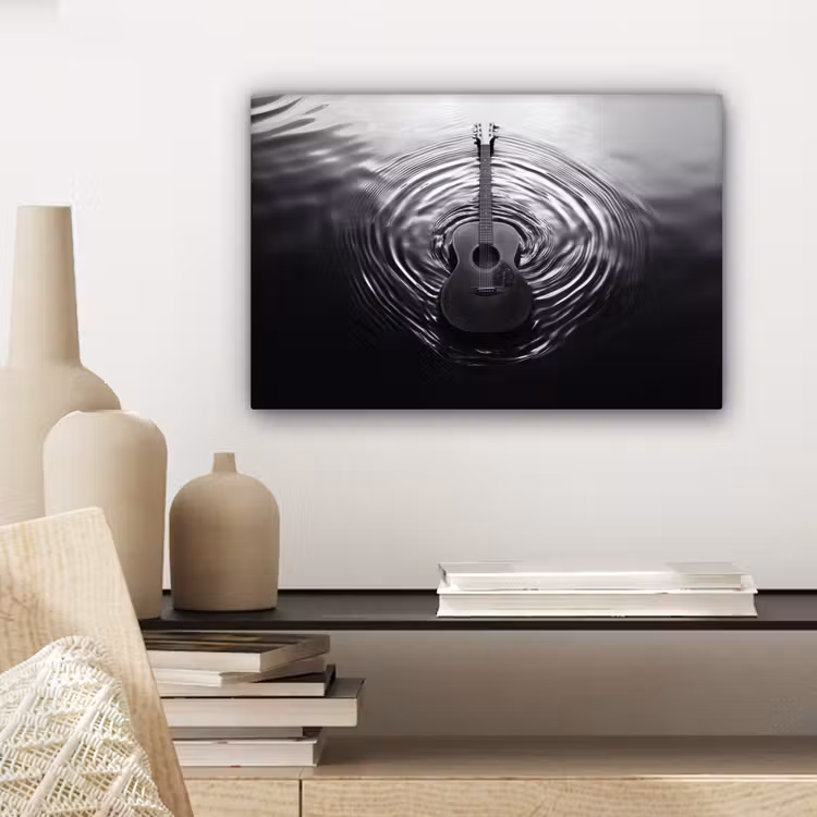 Canvas schilderij - Gitaar - Hout - Water — 5