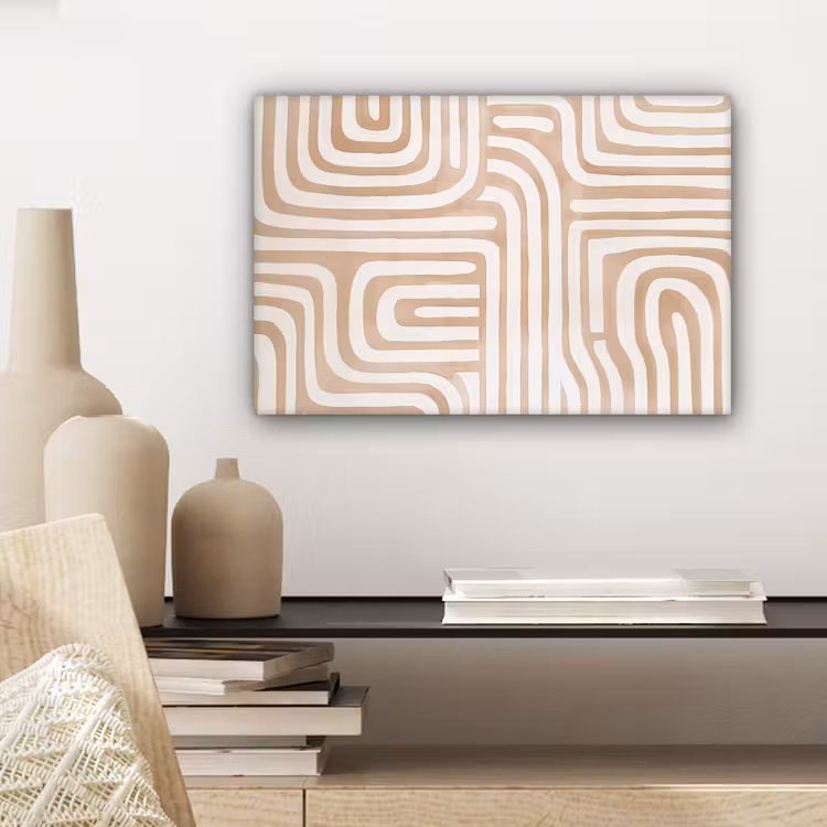 Canvas schilderij - Aardetinten - Labyrintpatroon — 5