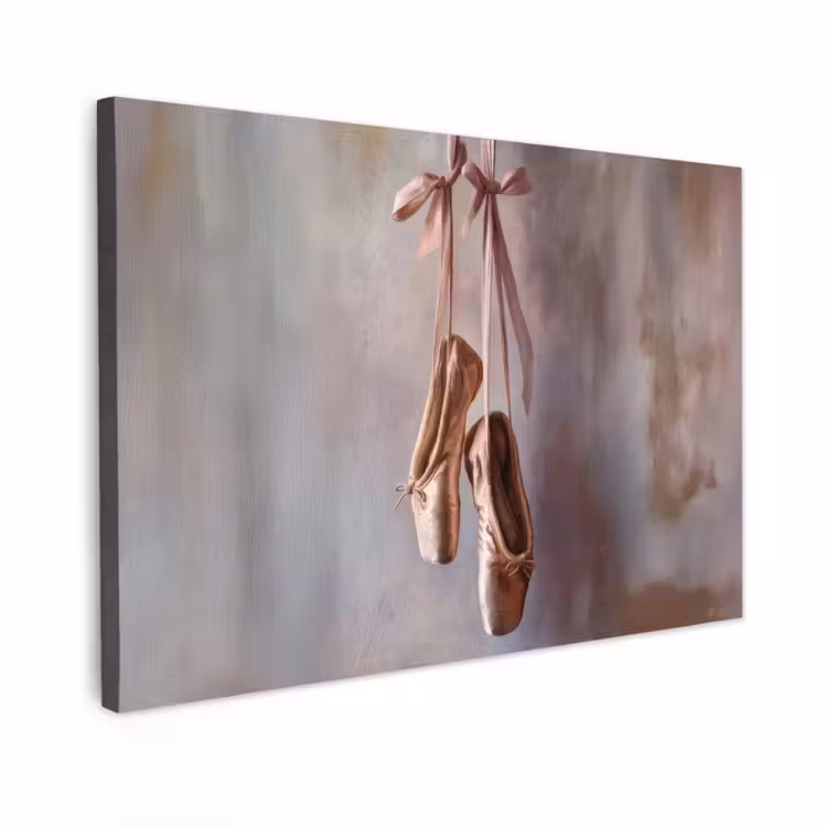 Canvas schilderij - Balletschoenen - Satijn - Aardetinten — 1