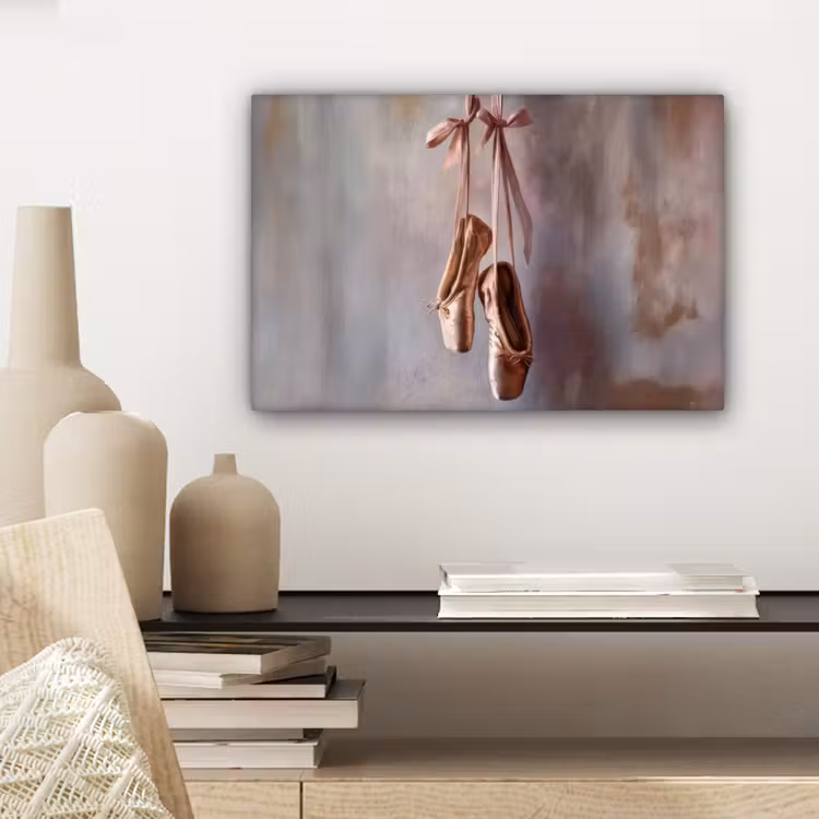 Canvas schilderij - Balletschoenen - Satijn - Aardetinten — 5