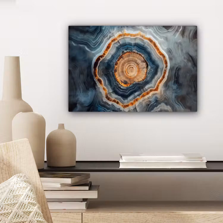 Canvas schilderij - Cirkel - Ringen - Steen - Tinten — 5