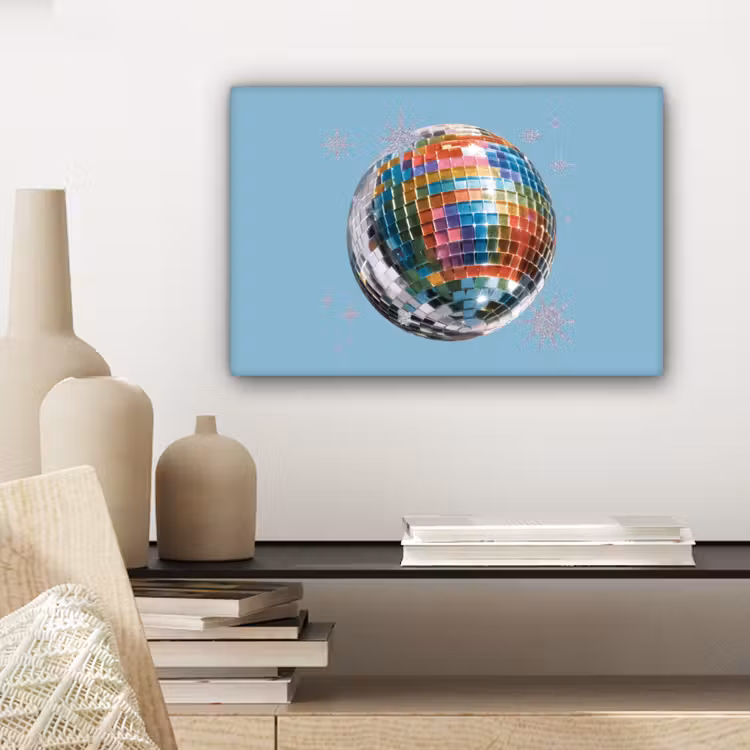 Canvas schilderij - Discobal - Glinsterende sterren - Regenboog — 5