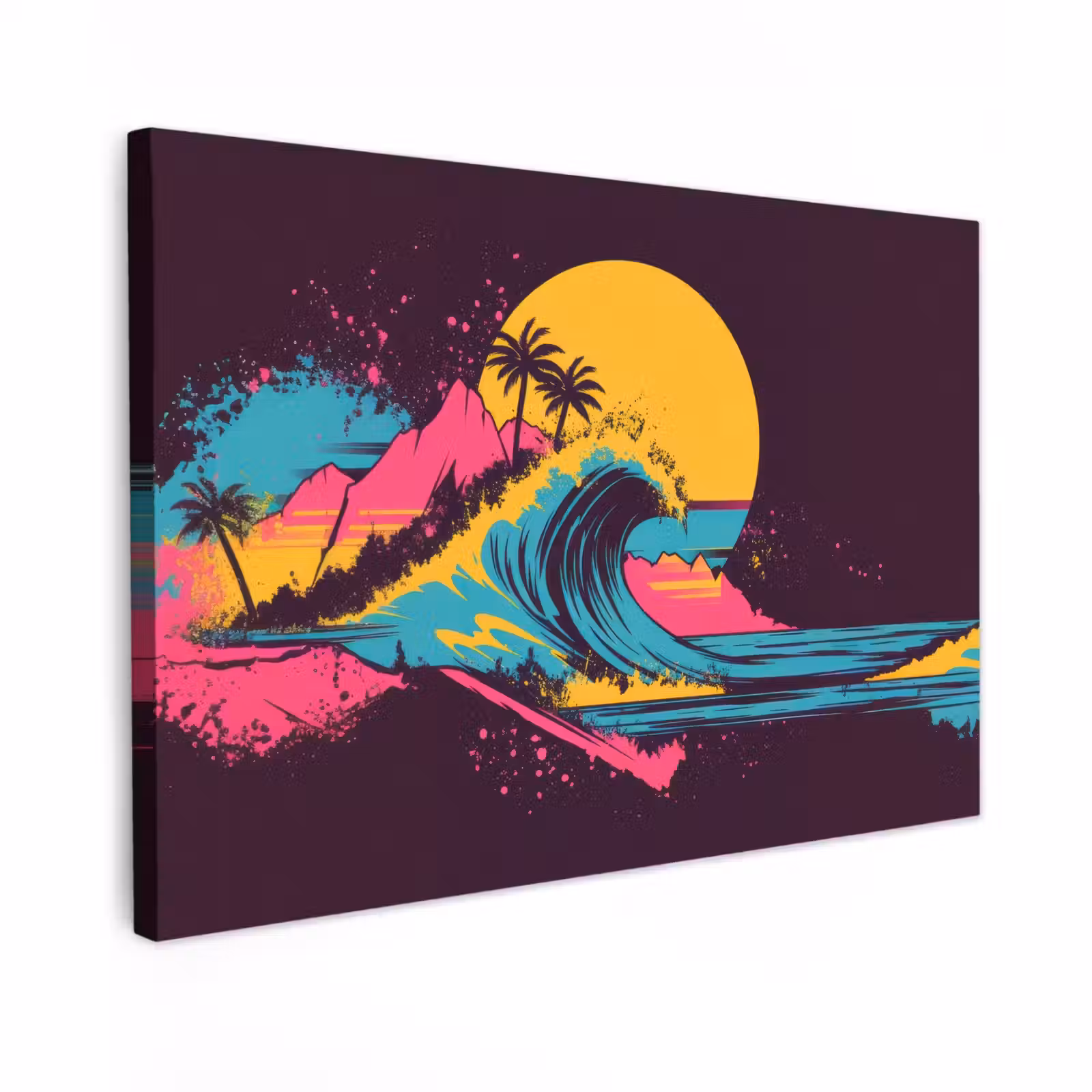 Canvas schilderij - Golf - Kleurrijk - Zon - Palmbomen — 1