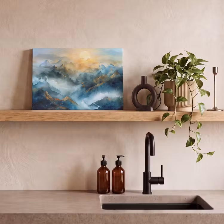 Canvas schilderij - Abstract - Landschap - Bergen - Blauw - Modern — 3
