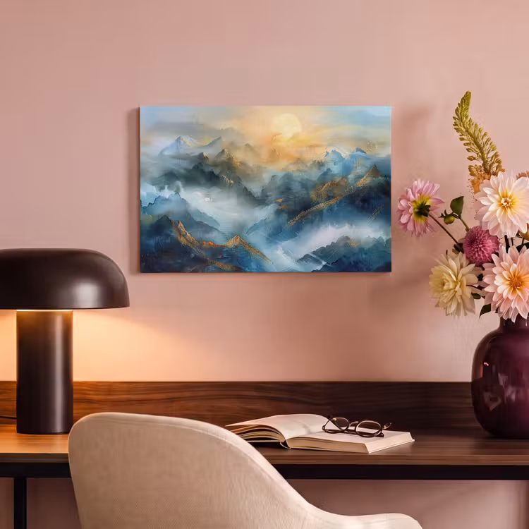 Canvas schilderij - Abstract - Landschap - Bergen - Blauw - Modern — 4