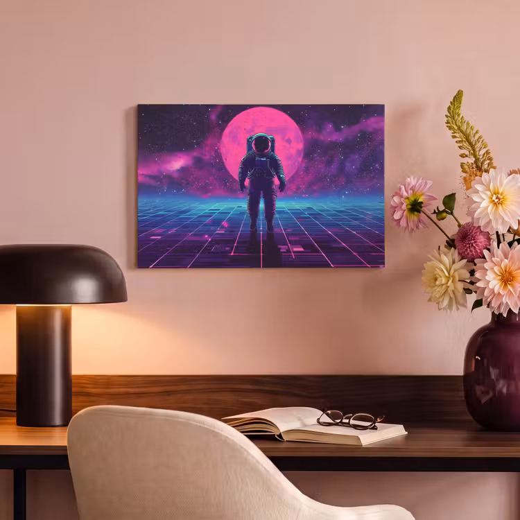 Canvas schilderij - Astronaut - Maan - Roze - Sterrennevels — 4