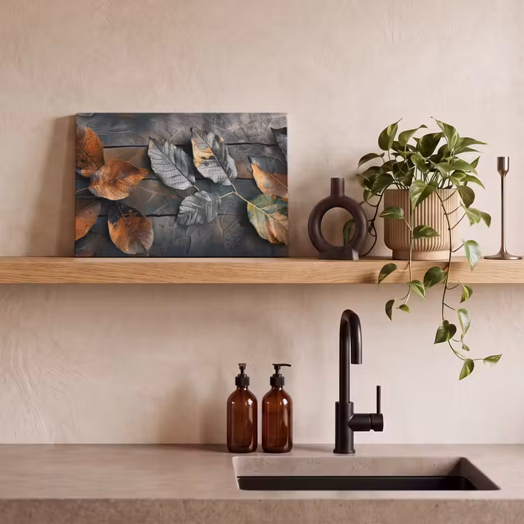 Canvas schilderij - Bladeren - Herfst - Grijs - Natuur — 3