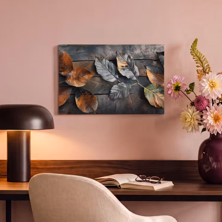 Canvas schilderij - Bladeren - Herfst - Grijs - Natuur — 4