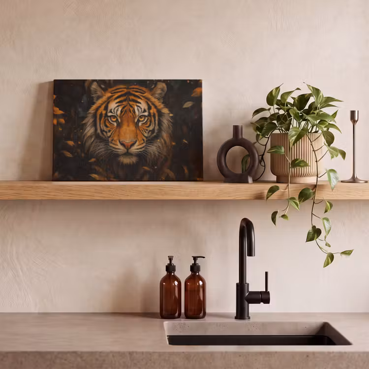 Canvas schilderij - Bladeren - Tijger - Oranje — 3