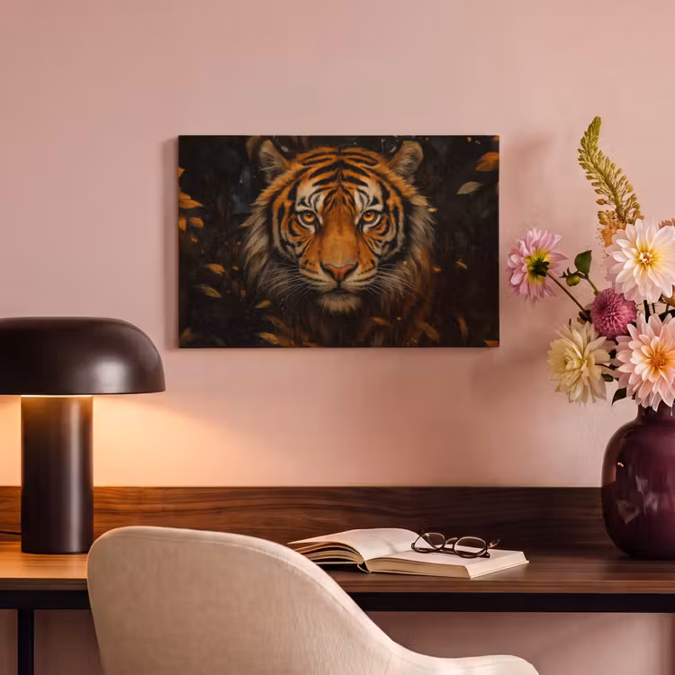 Canvas schilderij - Bladeren - Tijger - Oranje — 4