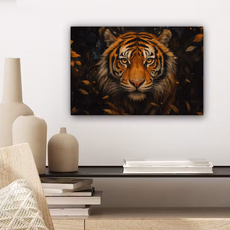 Canvas schilderij - Bladeren - Tijger - Oranje — 5