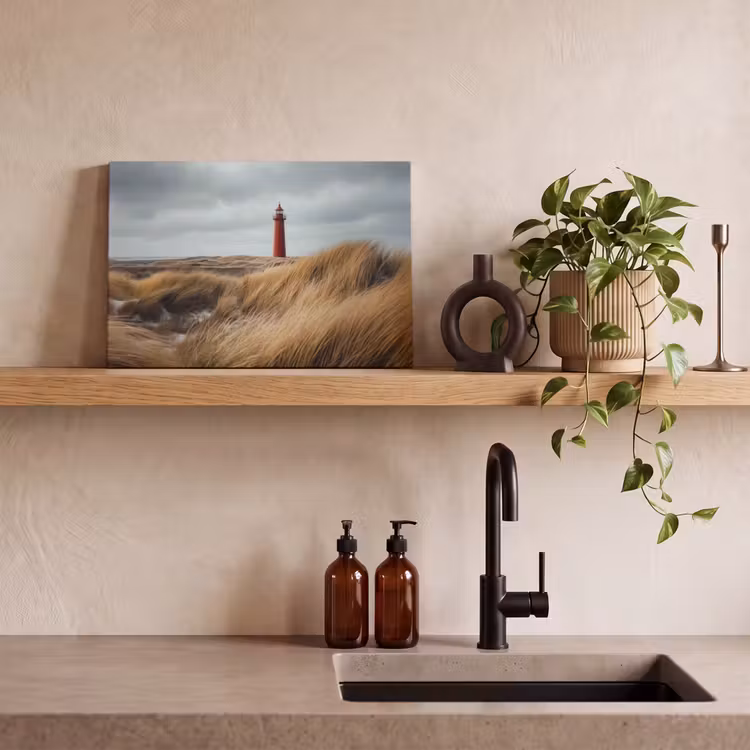 Canvas schilderij - Duinen - Vuurtoren - Rood - Lucht — 3