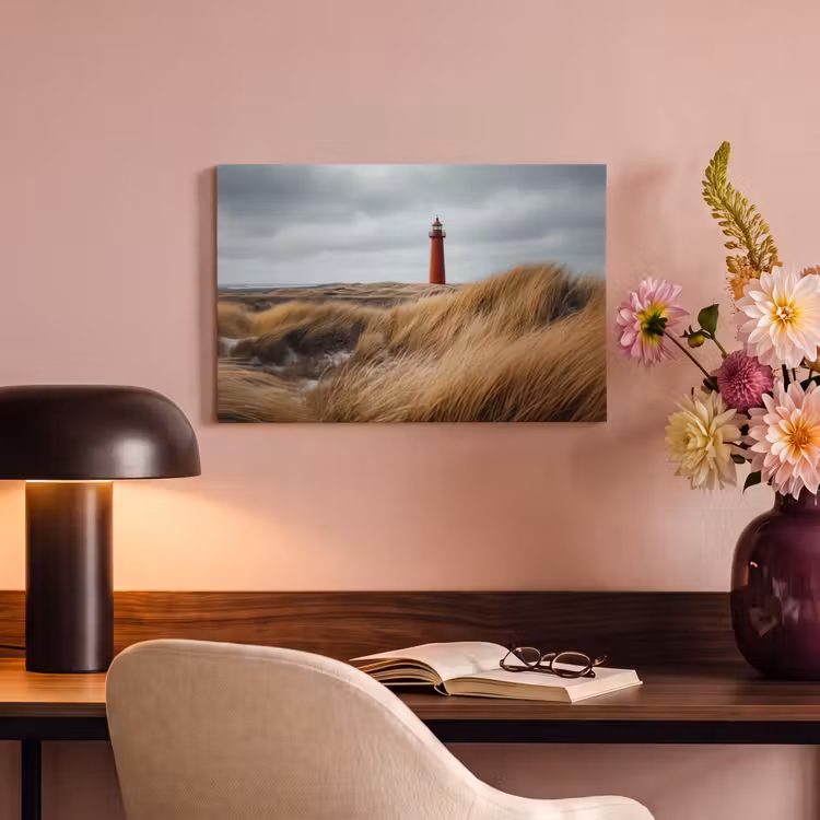 Canvas schilderij - Duinen - Vuurtoren - Rood - Lucht — 4