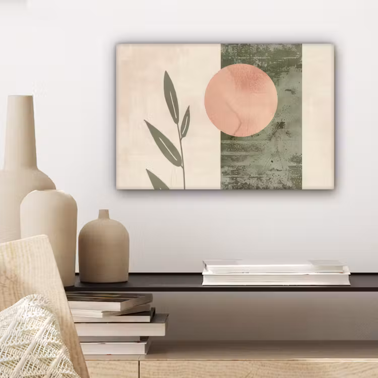 Canvas schilderij - Geometrisch - Roze - Groen - Natuur — 5