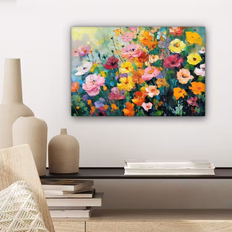Canvas schilderij - Bloemen explosie - Heldere kleuren - Vrolijk — 5