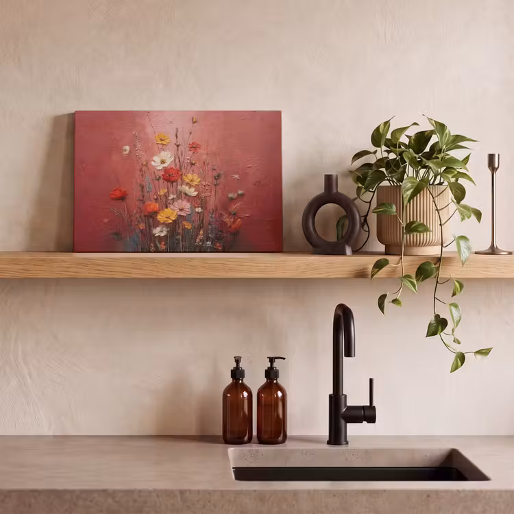 Canvas schilderij - Bloemenboeket - Diepte - Tastbare textuur — 3