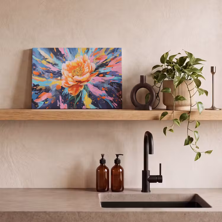 Canvas schilderij - Bloemexplosie - Felle spatten - Dynamisch — 3