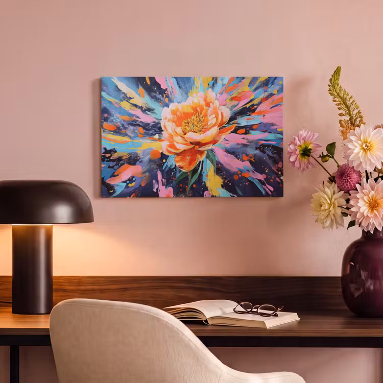 Canvas schilderij - Bloemexplosie - Felle spatten - Dynamisch — 4