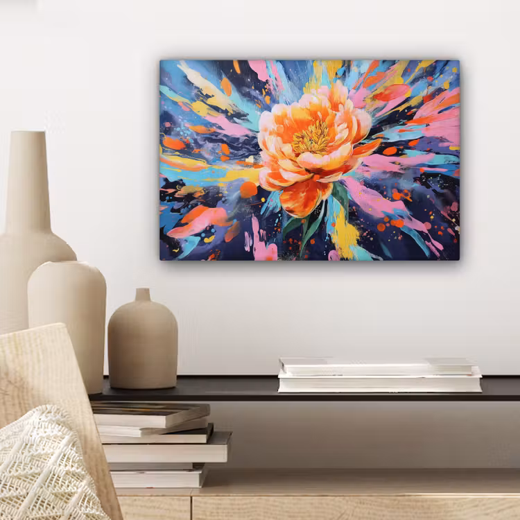Canvas schilderij - Bloemexplosie - Felle spatten - Dynamisch — 5