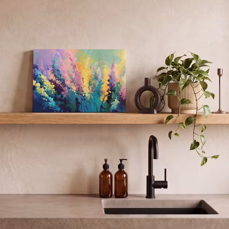 Canvas schilderij - Dromerige - Langgerekte bloemen — 3