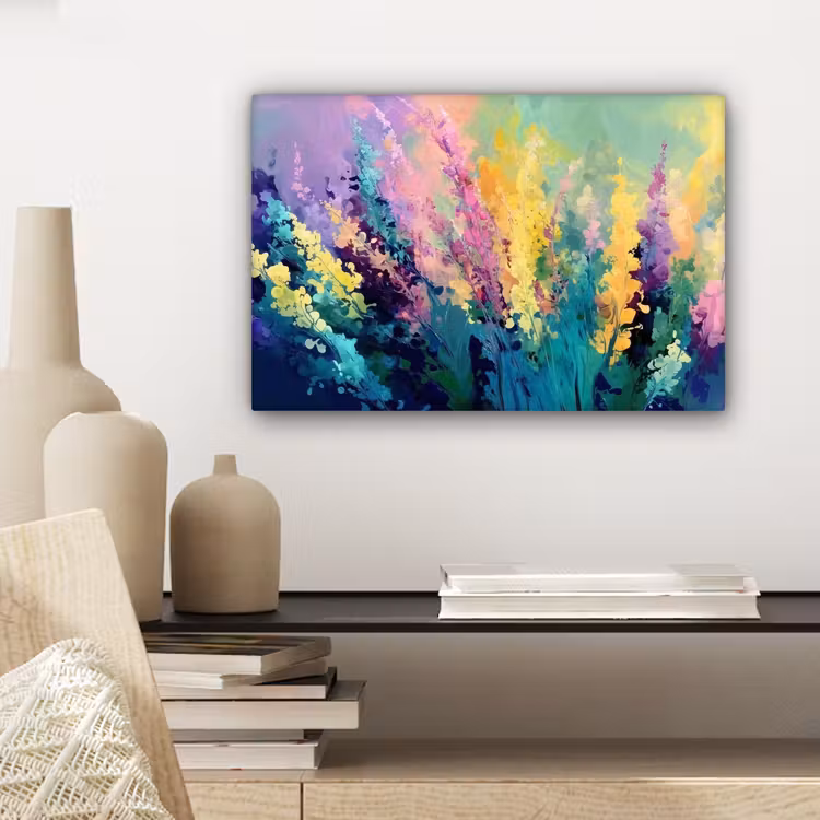 Canvas schilderij - Dromerige - Langgerekte bloemen — 5