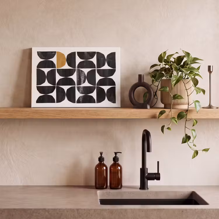 Canvas schilderij - Abstracte kunst - Zwart - Modern - Beige — 3