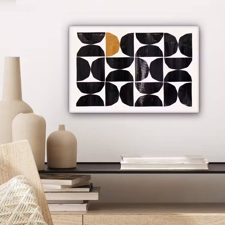 Canvas schilderij - Abstracte kunst - Zwart - Modern - Beige — 5