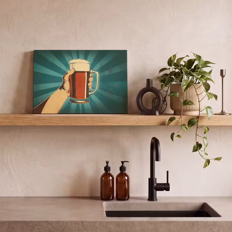 Canvas schilderij - Bierglas - Schuim - Retro - Groen — 3
