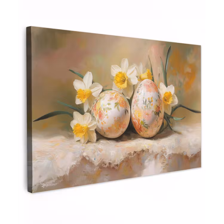 Canvas schilderij - Bloemen - Eieren - Geschilderd — 1