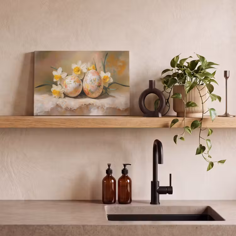 Canvas schilderij - Bloemen - Eieren - Geschilderd — 3