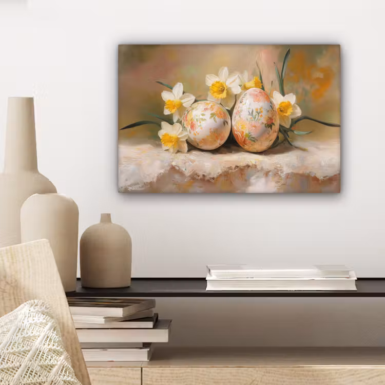 Canvas schilderij - Bloemen - Eieren - Geschilderd — 5