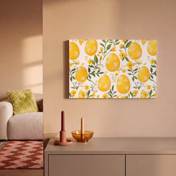 Canvas schilderij - Bloemen - Paaseieren - Geel — 2