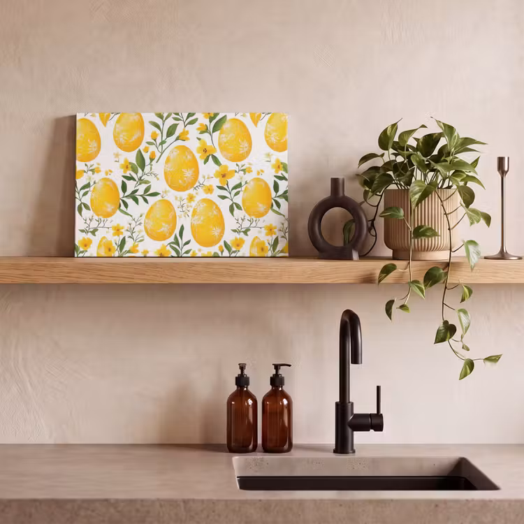 Canvas schilderij - Bloemen - Paaseieren - Geel — 3