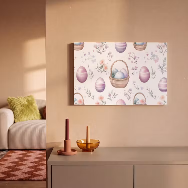 Canvas schilderij - Bloemen - Paaseieren - Patroon — 2