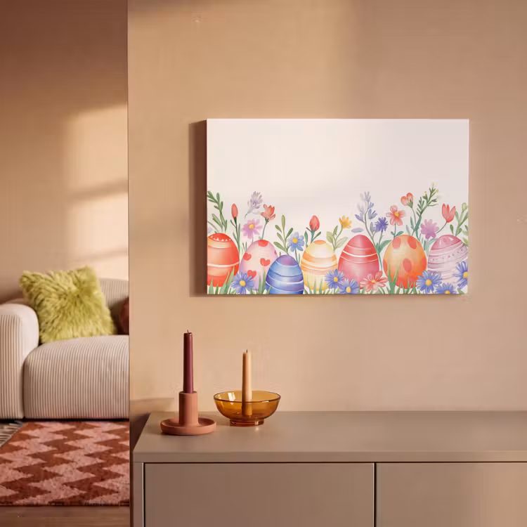 Canvas schilderij - Bloementuin - Kleurrijk - Eieren — 2