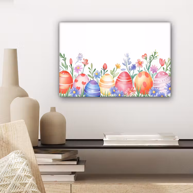 Canvas schilderij - Bloementuin - Kleurrijk - Eieren — 5
