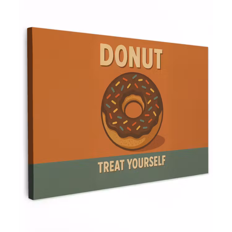 Canvas schilderij - Donut - Spikkels - Kleurrijk - Quote — 1