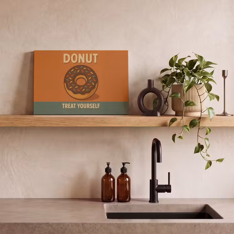 Canvas schilderij - Donut - Spikkels - Kleurrijk - Quote — 3
