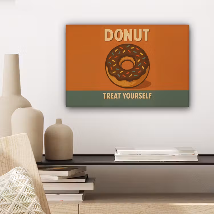 Canvas schilderij - Donut - Spikkels - Kleurrijk - Quote — 5